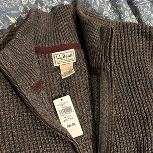 L.L. Bean Men's Dark Brown Zip-Up Sweater